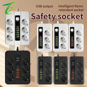Multiprise standard européenne avec port Type-C, protection contre la foudre, ports <span class=keywords><strong>USB</strong></span> et interrupteur ; rallonge électrique standard européenne - Product Image 2