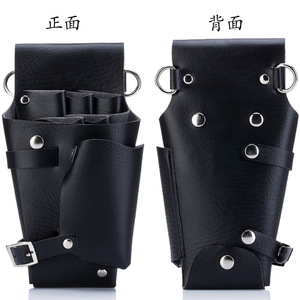 Hair Salon Scissors Waist Bag 5-9 Pockets Removable Strap Black <b>Tool</b> <b>Storage</b> For Hairdressing - Product Image 2