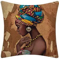 Квадратные черные африканские племенные женские наволочки для подушек с принтом для декорирования, сублимационный домашний декор, чехол для подушки икат