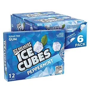 Ice Breakers Ice Cubes Sugar Free Peppermint Gum 12 Pieces Pack Of 6