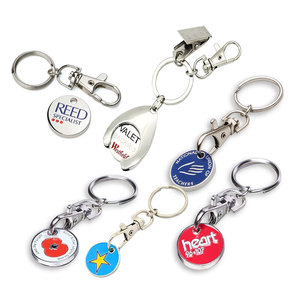 Nhà Sản Xuất Tại Trung Quốc Tùy Chỉnh Thiết Kế Kim Loại Đóng Dấu Men Logo Nickel Mạ Xe Đẩy Coin Keychain - Product Image 1