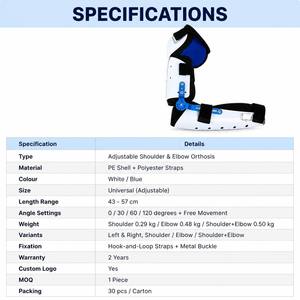 Ortesi Regolabile per Gomito e <span class=keywords><strong>Spalla</strong></span> con Selettore Angolare, Tutore Post-Operatorio per Immobilizzazione del Braccio e Supporto per Gomito e <span class=keywords><strong>Spalla</strong></span> - Product Image 6