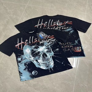 Camiseta de Manga Corta Unisex, Estilo Americano, con Estampado de Letras, de Algodón, <span class=keywords><strong>Vintage</strong></span>, Lavada, Desgastada, de Corte Holgado - Product Image 6
