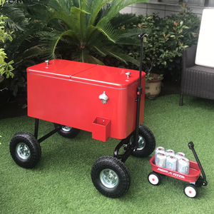 กล่องเก็บความเย็นแบบมีล้อ ขนาด 80QT สีเหลือง น้ำหนักเบา ทนทาน ฝาเหล็ก ฉนวนกันความร้อนอย่างดี เหมาะสำหรับใช้ในสวน ชายหาด และการเดินทาง - Product Image 4