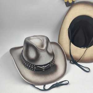 Sombrero Mexicano de Paja con Ala Enrollable de Alta Calidad, Sombrero de Vaquero Pintado con Decoración en la Banda - Product Image 4