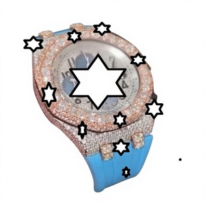 Reloj de Lujo para Mujer con Incrustaciones de Diamantes, Correa de Silicona Azul, Movimiento de Cuarzo Analógico, Caja Redonda, Hebilla de Acero Inoxidable - Product Image 1