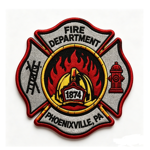 Phoenixville Pa Fire Department Embroidered Patch Iron-On Applique Irregular Shape Woven Fabric Decorative Patch - Product Image 4