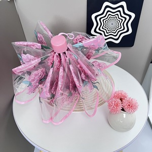 <span class=keywords><strong>Parapluie</strong></span> <span class=keywords><strong>pliant</strong></span> <span class=keywords><strong>transparent</strong></span> à motif fleur de cerisier, créatif, style influenceur, tendance Ins, pour étudiant, épaissi, motif forêt - Product Image 2