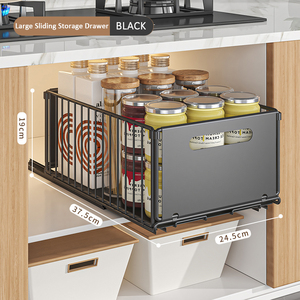 <strong>Large</strong> Metal Double Tier Foldable Durable Under Sink Sliding Organizer <strong>Rack</strong> Multi-purpose Kitchen <strong>Spice</strong> <strong>Rack</strong> - Product Image 1