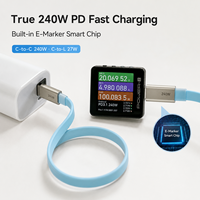 Cable de Carga Rápida y Datos USB-C a Tipo-C 8PIN 2 en 1 de 240W, PD3.1, E-Marker, Cable Plano de Silicona Líquida, 1.2M 1.5M OEM