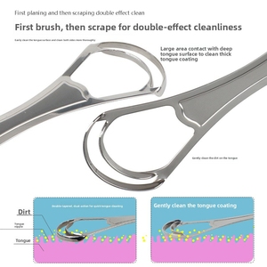Grattoir à <span class=keywords><strong>langue</strong></span> en silicone et acier inoxydable, poignée antidérapante, design laser, éliminateur de mauvaise haleine, outil de soin buccal réutilisable pour adultes - Product Image 2