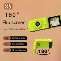Mini Cámara Digital Retro HD 1080P con 180° de Ángulo de Visión °   Mini Cámara de Video Portátil con Pantalla Abatible SQ11 para Exteriores
