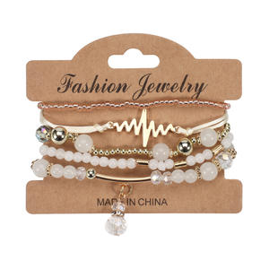 Bracelets à perles tendance motif battement de cœur pour femmes, réglables, multicouches, en cristal et strass, bijoux cadeau fabriqués en Chine - Product Image 6