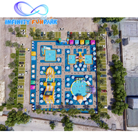 Parc aquatique gonflable géant d'été pour l'extérieur, toboggan et piscine combinés, idéal pour les parcs d'attractions - Vente chaude