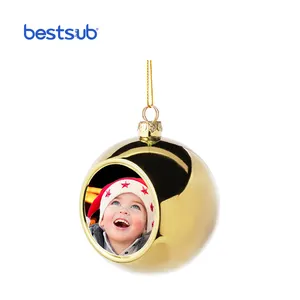 BestSub Sublimation Rohlinge 8cm Gold Großhandel Ornament Klare Ornamente Weihnachts kugel Kunststoff