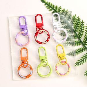 Candy Color Painted Metal <b>Door</b> Buckle Sweet Donut <b>Spring</b> Buckle Lightweight Cartoon DIY Key Ring Bag Doll Pendant - Product Image 2