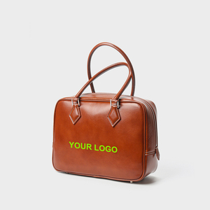 Bolso de Mano Vintage para Mujer, de Cuero Vacuno Genuino, Impermeable, con Cierre, Correa Única, Forro de Cuero Genuino Personalizado - Product Image 1