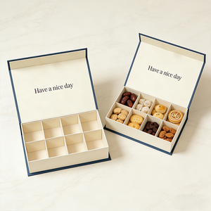 Boîte en papier rigide de luxe pour emballages alimentaires, bonbons, chocolats, biscuits, avec impression personnalisée du logo en bronze, deux pièces, base et couvercle - Product Image 6