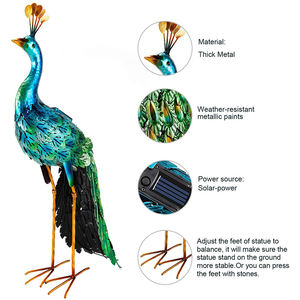 Tượng Con Công Oniya Trang Trí Ngoài Trời, Tượng Con Công Năng Lượng Mặt Trời Trang Trí Sân Vườn Tiệc Tùng Nghệ Thuật Sân Cỏ Kim Loại - Product Image 3