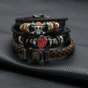 Accessoires Anime - Bracelet multi-couches en cuir tressé vintage avec hologramme, motif Pirate <span class=keywords><strong>King</strong></span> Attack Giant - Product Image 1
