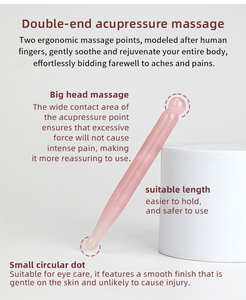 Stylo d'acupuncture en quartz rose poli naturel, cristal de gua sha, énergie des méridiens, masseur facial et corporel, anti-âge, anti-cellulite - Product Image 2