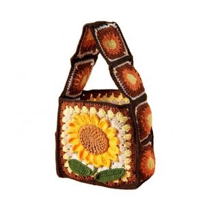 Teacher's Day Christmas <b>Gift</b> Large Sunflower Single Shoulder <b>Bag</b> Hand-Woven Snowflake Knitted <b>Bag</b> Artificial Crafted Textile - Product Image 2