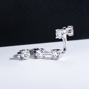 Boucles d'oreilles convertibles en argent sterling 925 avec moissanite, clous ajustables en pendantes, bijoux en dropshipping - Product Image 3