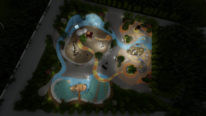 Équipement de terrain de jeux extérieur sur le thème du <span class=keywords><strong>cinéma</strong></span> cyberpunk, structure de jeu personnalisée en forme de bobine de film pour parc communautaire et centre commercial - Product Image 3