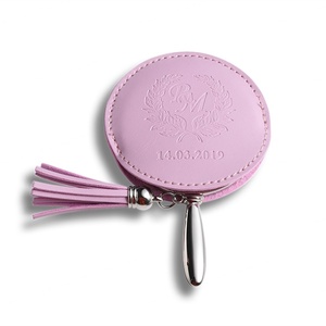 Cosmetic Mirror Pocket Mirror Wholesale Custom PU Pouch Brand Makeup Mirror With Tassel - Product Image 1