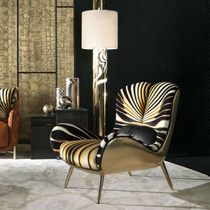 <span class=keywords><strong>Fauteuil</strong></span> d'appoint de luxe avec accents papillon, pieds en métal doré, <span class=keywords><strong>tissu</strong></span> rayé, <span class=keywords><strong>fauteuil</strong></span> rembourré pour salon, villa, hall d'hôtel - Product Image 2