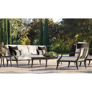 Premium Modern Aluminum Outdoor Sofa Set with <strong>T</strong> Shaped <strong>Back</strong> and Quick Dry Cushion for Hotel &amp; Courtyard Use - Product Image 2