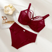 Ensemble soutien-gorge et culotte grande taille pour femmes - Soutien-gorge à couverture complète, bonnets de la D à la L, maintien maximal, sans armatures, respirant, maille confortable, anti-affaissement
