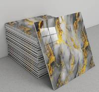 Panneaux muraux autocollants effet marbre veiné or 30x30cm, imperméables, certifiés CE, pour salon et hôtel