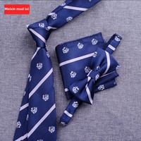Ensemble de trois pièces de style dramatique coréen pour hommes tenue d'affaires professionnelle décontractée comprenant un carré de poche en polyester pour gilet et cravate