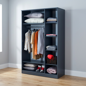 Wooden MDF Wardrobe Shelf Covered <b>Drawer</b> Hanging <b>Clothes</b> Closet Laminated Sheet Modern Adjustable Design <b>for</b> Workshop Dining - Product Image 3