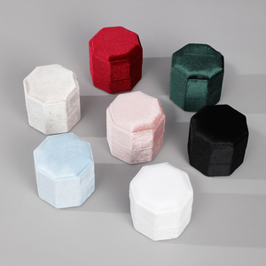 Zebo Customized Logo Multiple Colors Triple High Quality Ring Jewelry Box Octagon Velvet Ring Box