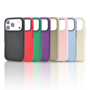 เคสโทรศัพท์มือถือหนังแท้ลายกรวดกันกระแทกสีโลโก้ตามสั่งแนวธุรกิจสำหรับ iPhone 17 16 15 14 PRO MAX ฝาครอบโทรศัพท์ - Product Image 1