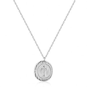 Dylam Wholesale 925 Sterling Silver Vintage Jewelry 18K Gold Plated Jewelry Medallion Coin <b>Cross</b> Pendant Necklace - Product Image 1