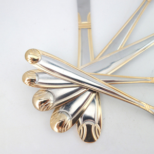 Alat makan Stainless Steel lapis emas, Set peralatan makan sendok garpu teh sendok buah - Product Image 5