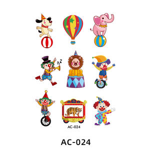 Adesivo del tatuaggio per bambini cartoni animati del Clown del circo magico per bambini adesivo del tatuaggio del fumetto temporaneo impermeabile - Product Image 1