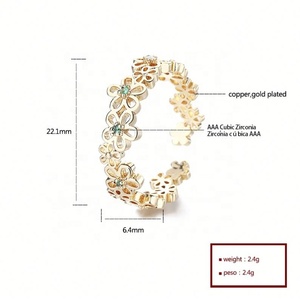 Bague Fleur Creuse Bohème Florale Symphonie de Couleurs en Laiton Plaqué Or 18 carats avec Zircon Cubique AAA, Bijoux pour Femme - Product Image 6