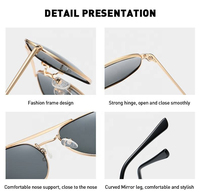 Gafas de Sol Clásicas Premium Populares con Montura de Doble Puente, Lentes de PC Anti-Reflejantes, Montura Metálica Poligonal Moderna, Unisex