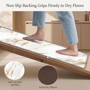 EIFFEL HOME Tapis de sol de cuisine moderne en PVC, motif marbre, imperméable, antidérapant, rectangulaire, lavable, résistant à l'huile pour la maison et la cuisine - Product Image 3