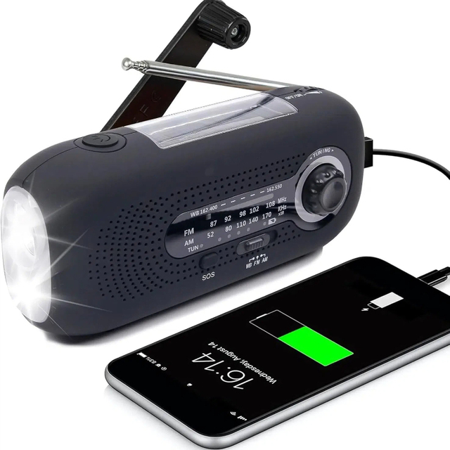 Alecter Self-Sufficient Energy Pod APH-SR20 Solar/Hand-Crank Charger NOAA/AM/FM Weather Band 3-Function Light SOS One Compact