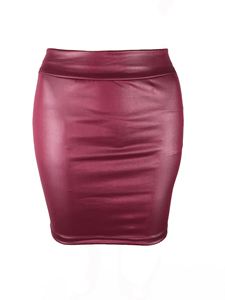 Falda de tubo de cuero PU de imitación Simple para mujer, vestido de estilo corto, Mini falda informal elástica Simple de Base delgada coreana - Product Image 2