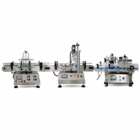 Ligne de production de machines de remplissage, de bouchage et d'étiquetage automatiques de bureau à quatre têtes pour bouteilles de jus, de parfum et de liquides à base d'huile d'olive