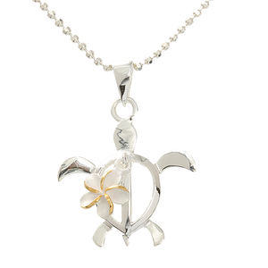 Colgante de Plata de Ley 925 con forma de tortuga, colgante de doble tono con diseño Hawaiano, para mujeres - Product Image 2