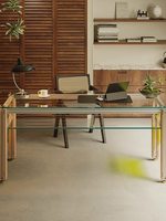 Bureau d'ordinateur créatif en profilé aluminium avec plateau en verre trempé, idéal pour la maison, l'étude ou le travail