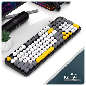 PCK2 Waterproof USB Wired 78 Keys <b>Keyboard</b> Mouse Combo Ergonomic Retro Punk Cartoon Cute Girl Gift Desktop Computer - Product Image 6