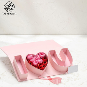 Chic hồng hoa tông Hộp quà tặng giấy tráng với trái tim hoa hồng vĩnh cửu độc đáo thân thiện với môi vật liệu tái chế cho ngày của mẹ - Product Image 2
